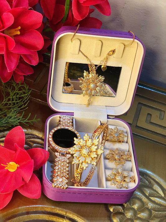 Luxury Floral Watch & Jewelry Gift Set for Women